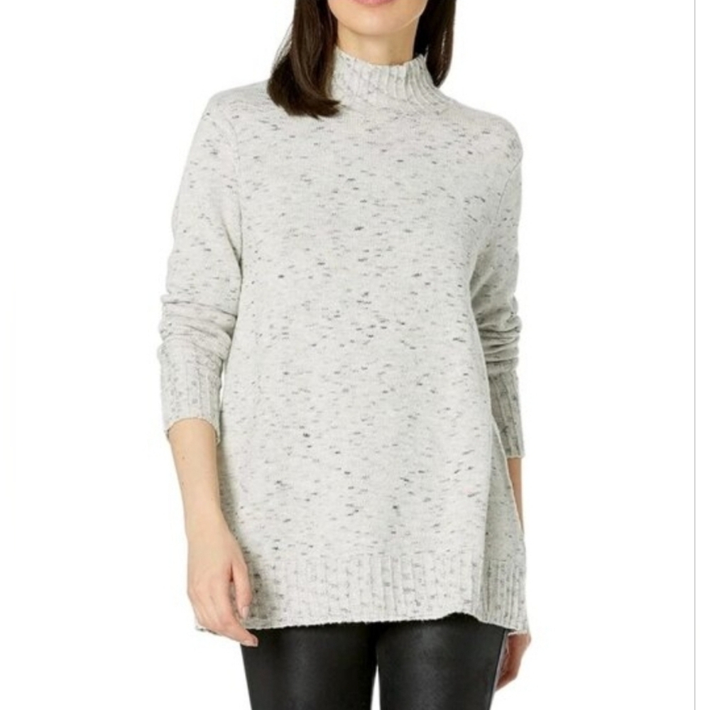Nic + Zoe Sun Turn Gray Knit Mock Neck Pullover Sweater Top Women's Size XL